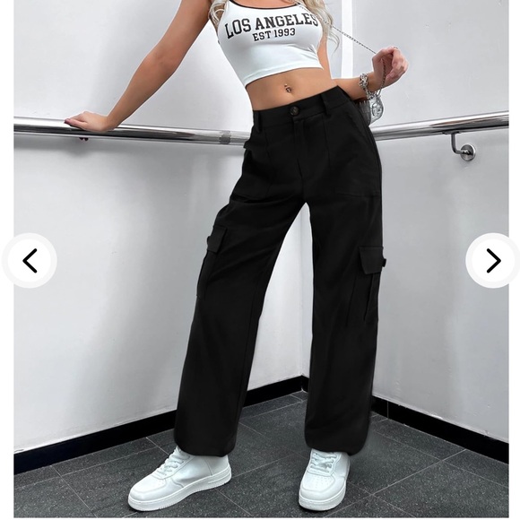 LOLOCCI Cargo Pants are ideal and comfortable. Size M - Black 6 pockets. 🎁🌈🔥 - Picture 2 of 4